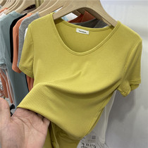 Eurocargo Round Neckline slim short sleeve T-shirt woman 2022 spring and summer new hitch bottom shirt Compassionate Blouse Surge