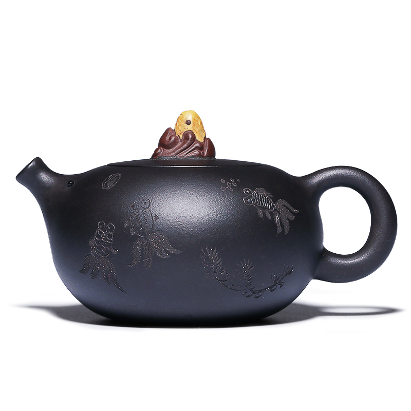Mingyuan tea pot are it for yixing famous pure manual authentic undressed ore, black clay teapots household kung fu tea set