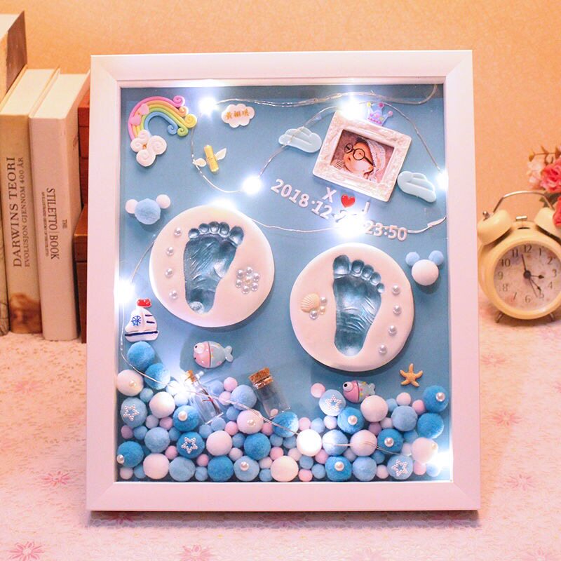 Baby's hand foot print foot, full moon full of baby souvenir baby anniversary creative frame 100 days gift
