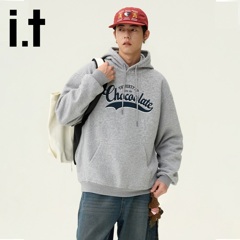 It:Chocoolate American-Style Hooded Sweatshirt for Men and Women, Loose Fit, Slimming, Casual Pullover Hoodie, Couple Style Top
