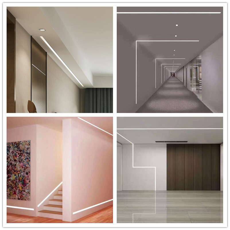 Stair tread concealed embedded without frame linear living room light with LED line light corridor gangway skirting light