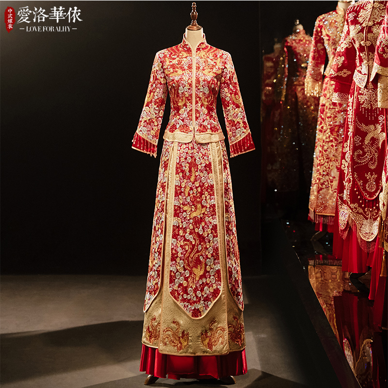 Summer suhe traditional wedding dress for bride, 2021 collection, Chinese style, dragon and phoenix