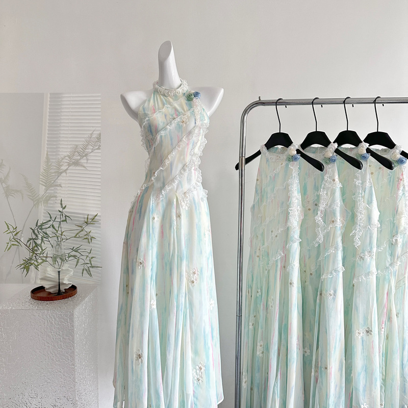 Jasmine Green 2.0 Summer Fairy-Like Sweet Slimming Waist-Cinching Long Dress