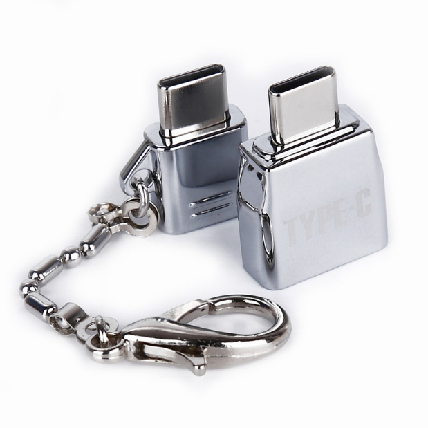 Android micro USB female turn typeec adapter USB3 1typecOTG aluminum alloy keychain
