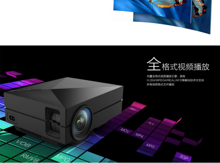 Máy chiếu gia đình GM60 HD 1080p điện thoại di động không dây có màn hình LED máy chiếu văn phòng kết nối wifi