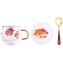 Forbidden City View Fish Cognitive Double Glass Cup Suit Gift Box Birthday Gift Water Cup Gift Companion Gift