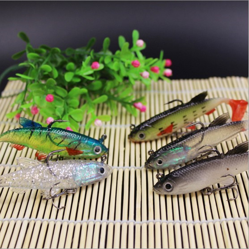 Bait 8CM14g with hook bait tail T tail pack lead fish 9g 9cm bait fishing gear simulation loop bait