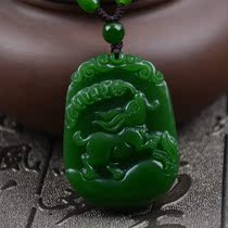 Natural Hetian Jade Jasper twelve zodiac rabbit pendant mascot Futu lotus year mens and womens jade pendant