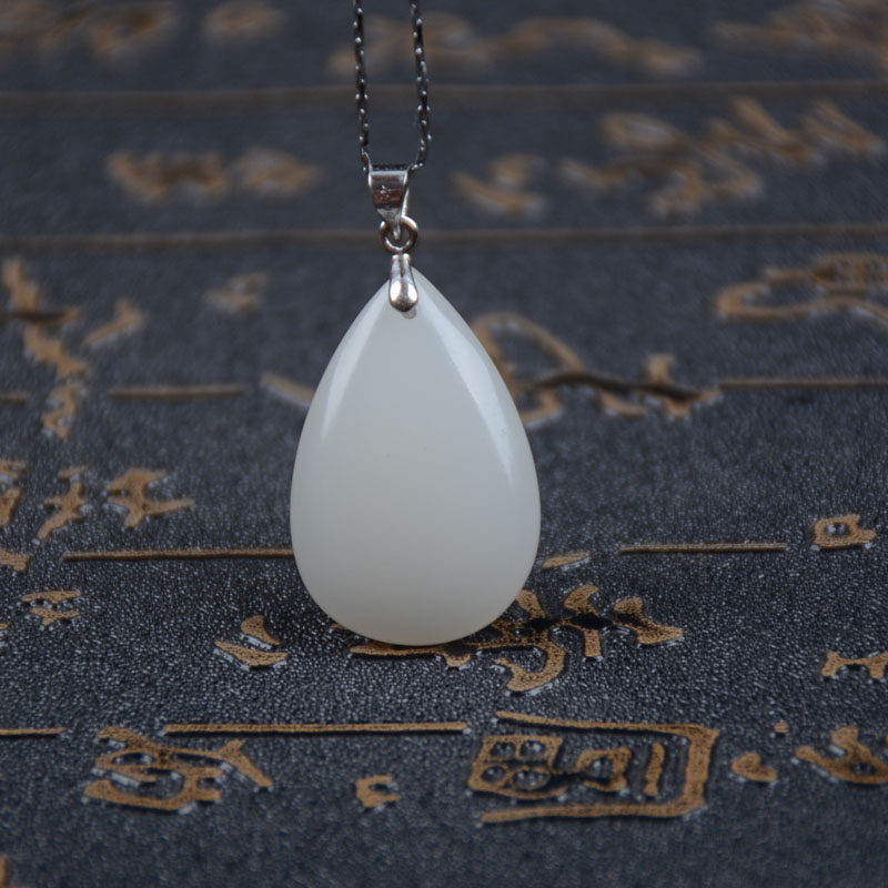 Natural and field jade drop pendant jade pendant pendant gold inlaid jade white jade necklace woman pendant with certificate