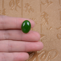 Hetian Jade Jasper naked stone egg noodle ring ring 18mm * 13mm spinach green oval ring ring certificate