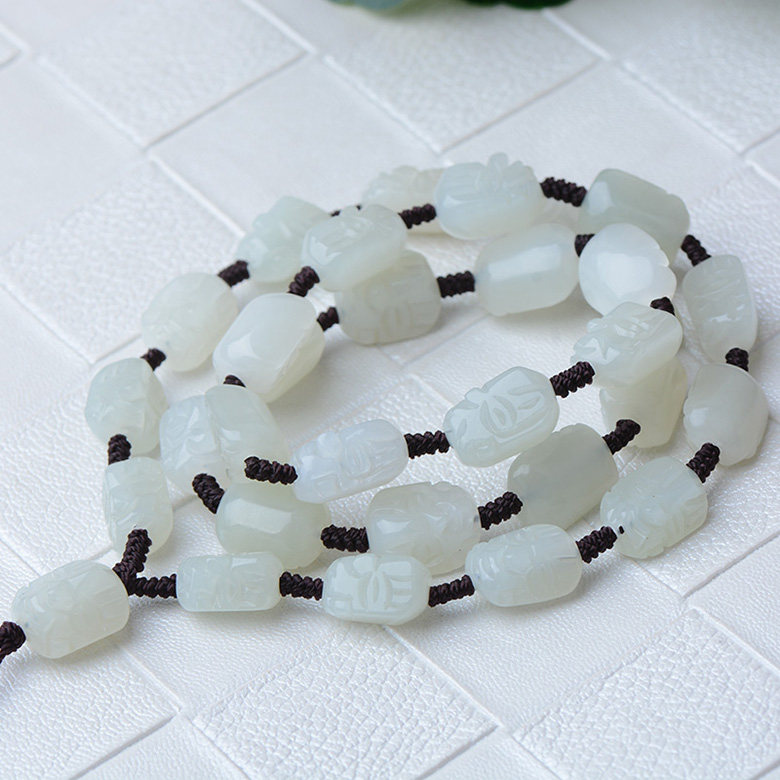 And Tian Jade Buddha Head Necklace Men's Bully Artisanal Finely Carved Buddha's Head Pendant Pendant Hanging Rope