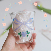 ES) Rococo style French girl heart water Cup bow rose Glass Cup heat-resistant