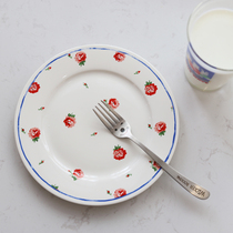 ES) English little rose ceramic plate household plate ins Wind breakfast plate snack plate
