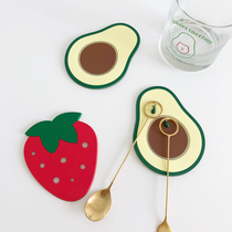 ins cute avocado strawberry coaster PVC waterproof and anti-scalding coaster placemats gourmet photo props