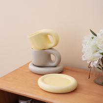  ES) Fat cup Ceramic mug Net celebrity ins cup Simple coffee cup Creative office breakfast cup and saucer