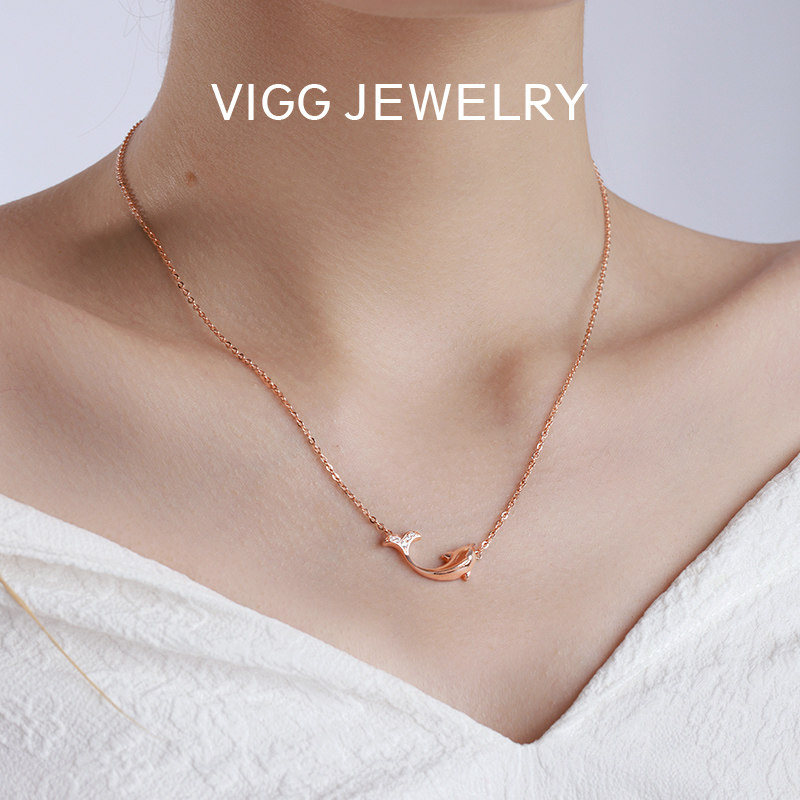 Vig dolphin necklace female sterling silver choker 2021 new summer little lady pendant elegant Net red air quality