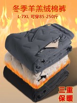 Clear Barn Pick Up Leak Super Thick Lamb Suede Pants Hommes Winter Sports Casual Pure Color Steam Repair Labor Wear Dirty Cotton Pants