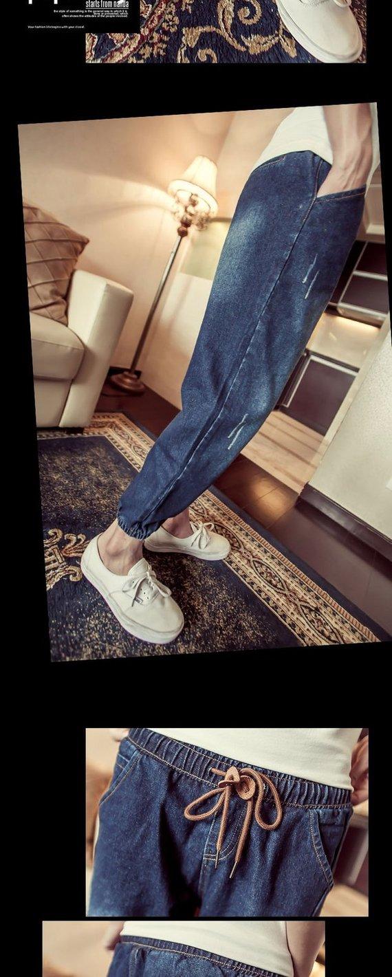 Chàng trai tinh thần xã hội giá rẻ size nhỏ S skinny jeans nam thu đông cộng với nhung dày co rút chân bếp thời trang năm 2021	