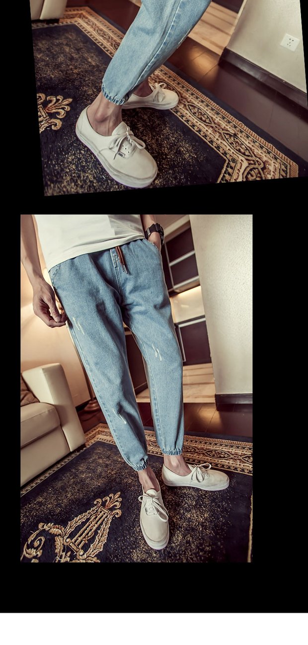 Cộng với quần jeans nhung nam, quần nam, thu đông, trẻ trung, size to, mập, mập, quần dài, quần dài, quần harem thu nhỏ, nam shop quần áo nam
