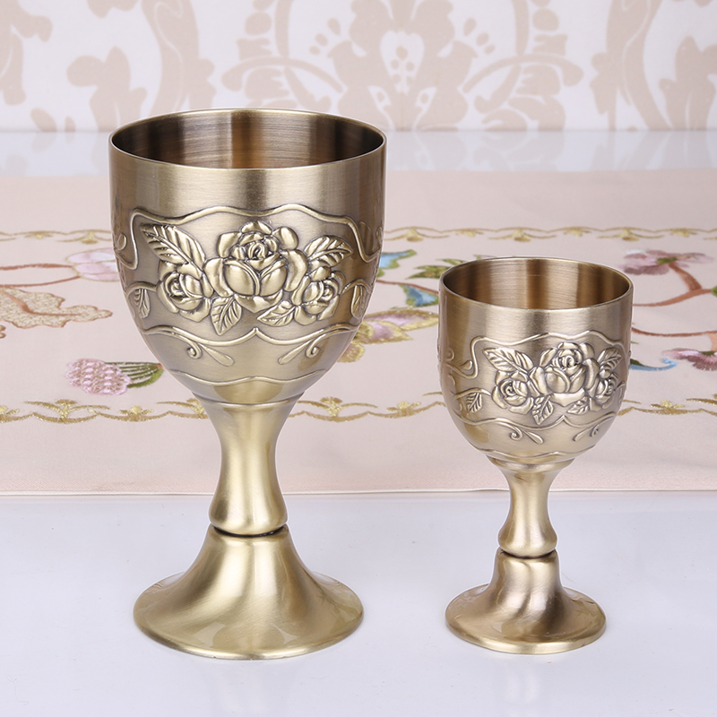 European-style old wine glass alloy antique wine set goblet white wine glass red wine glass gift shooting props retro decoration