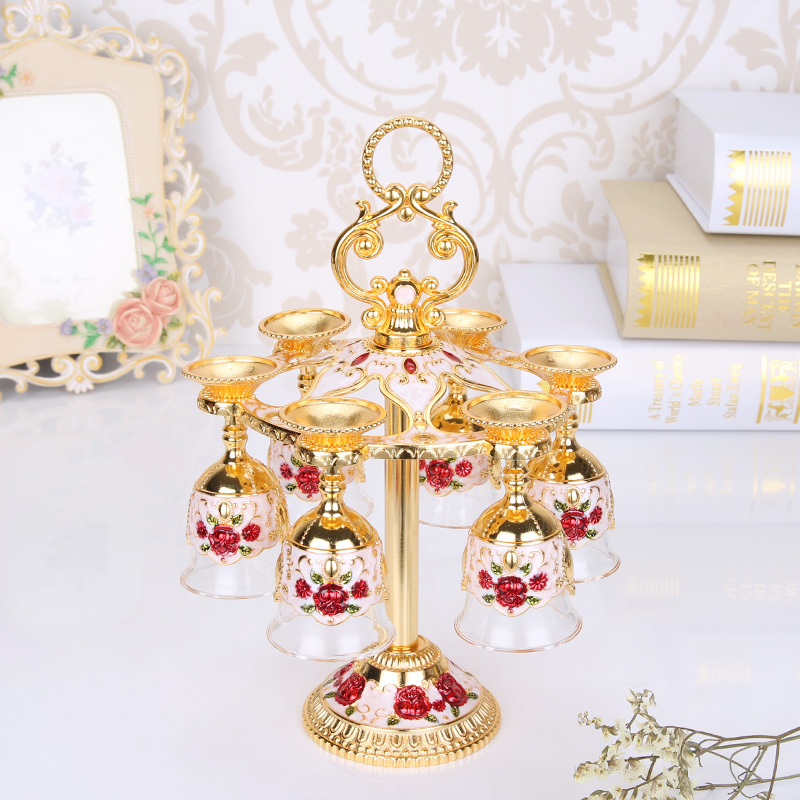 White Wine Goblet high foot cup suit European style glass mouthpieces Home metal mug alloy metal Russian wine furniture