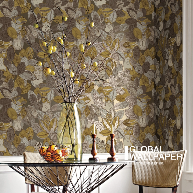 Spot Minimalist American Leaf Owl Pattern Living-room Bedroom Background Wall Wallpaper Upscale Eco-friendly Pure Paper