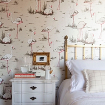 British original imported wallpaper high-grade environmental protection paper light luxury retro childrens room Flamingo background wall wallpaper