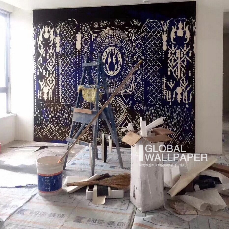 French original imported ELITIS Parade VP 848 01 blue totem woven texture mural