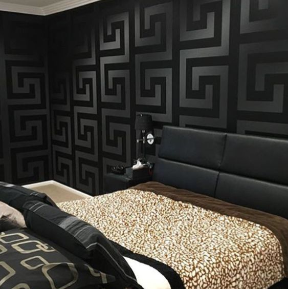 Van Thizhe Wallpaper Import Upscale Wallpaper Living Room Bedroom Wallpaper Black Big Flowers Neoclassical