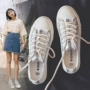 Mùa xuân và hè 2018 mới Li Kinh Thánh với giày nữ phong cách Hồng Kông Phiên bản Hàn Quốc của giày vải lanh Giày trắng hoang dã giày bitis nữ