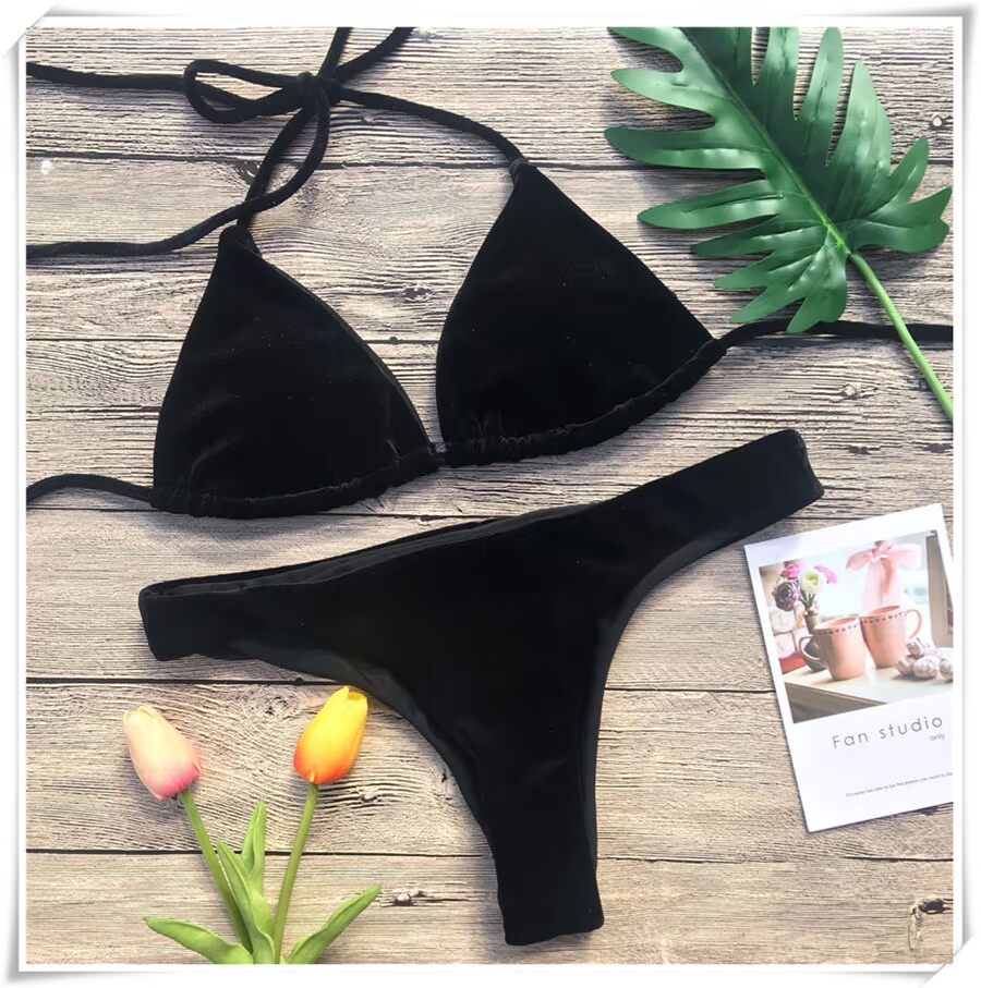 2018 Amazon bùng nổ AliExpress phụ nữ chia áo tắm gợi cảm bikini vàng nhung bikini áo tắm đẹp 2020