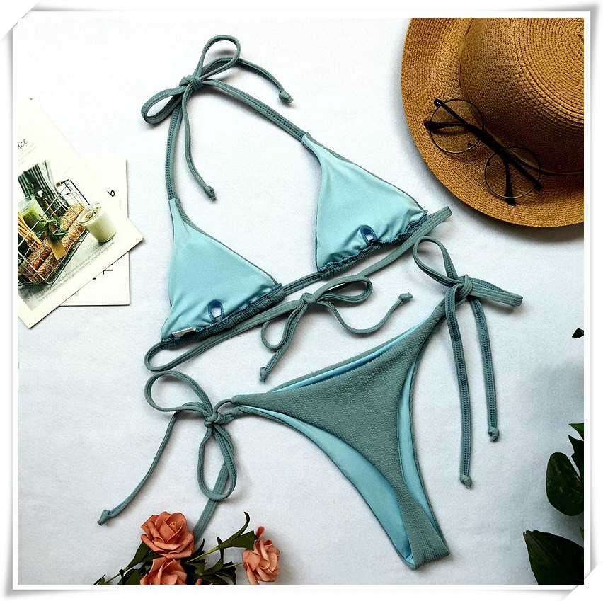 Bộ bikini màu mới 2018 Châu Âu và Hoa Kỳ bùng nổ mẫu quần bơi đặc biệt vải bơi nữ chia áo tắm bikini áo tắm cao cấp