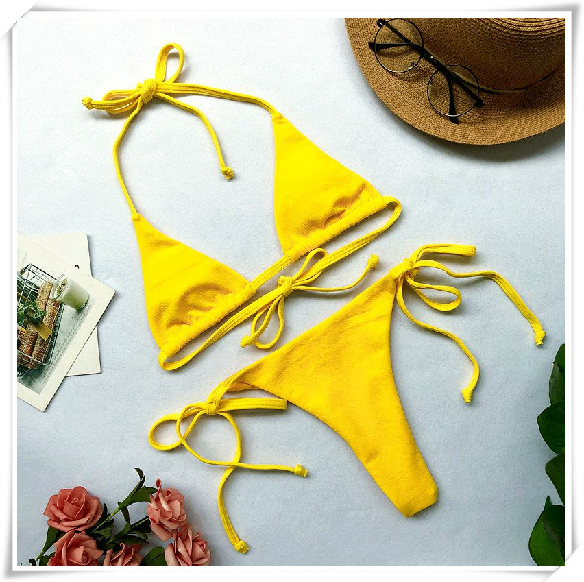 Bộ bikini màu mới 2018 Châu Âu và Hoa Kỳ bùng nổ mẫu quần bơi đặc biệt vải bơi nữ chia áo tắm bikini áo tắm cao cấp