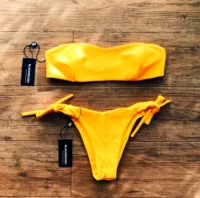 2018 mới AliExpress vụ nổ rắn màu ống top chia eo eo ren gợi cảm bikini bikini nữ bikini đồ bơi nữ dạng quần cạp cao