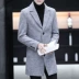 2020 mùa thu và mùa đông mới giữa trench coat áo khoác len nam phong cách Hàn Quốc hợp thời trang áo len mỏng cho nam - Áo gió