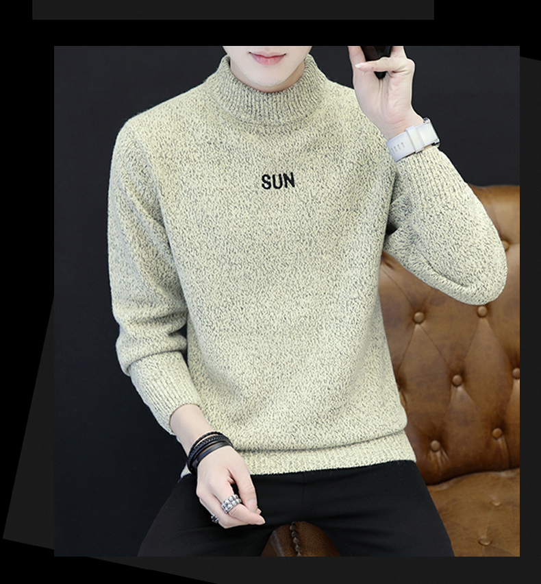 Áo len nửa cổ nam mùa thu đông dày áo len cổ lọ nam mỏng tay dài phiên bản Hàn Quốc của áo sơ mi chạm đáy - Áo len thời trang nam cao cấp