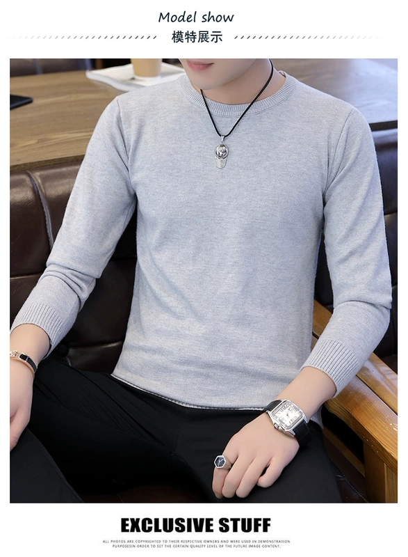 2019 thu đông mới của nam Hàn Quốc áo len nam cổ tròn áo len áo len chui đầu xu hướng nam - Kéo qua