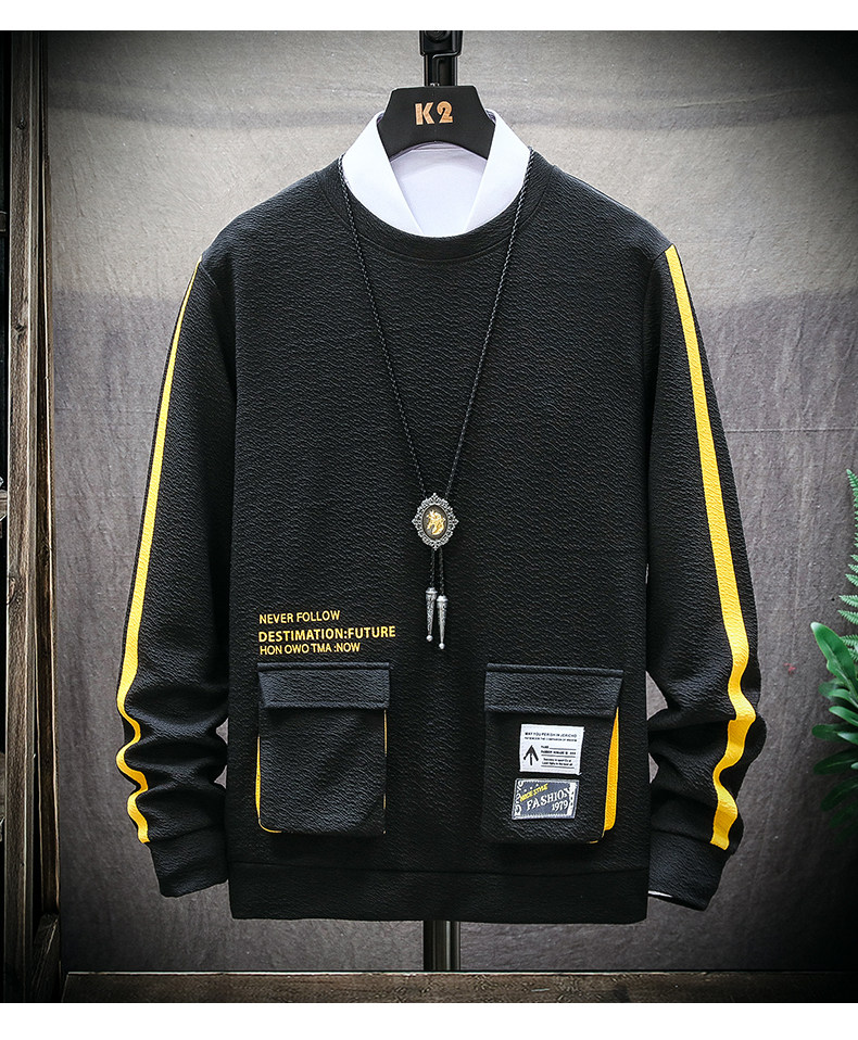 Men Clothing Plus Size New Long-sleeved T-shirt