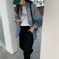 Douyin same model should miss womens clothing counter gradient washed denim shirt autumn 2021 loose outside