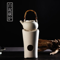 Japanese handmade old rock mud coarse ceramic kung fu White mud boiling kettle Olive Fotan stove Red mud stove to make tea Household