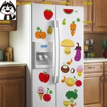 Cabinet cartoon film door stickers Fruit self-adhesive personality ins cabinet wall stickers Refrigerator stickers freezer kitchen mobile