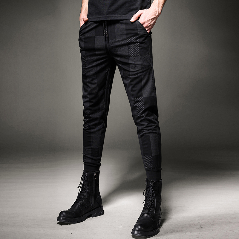 Summer thin casual pants men's Korean version of the trend Harun drawstring men's pants Men's fashion brand stretch small feet sweatpants