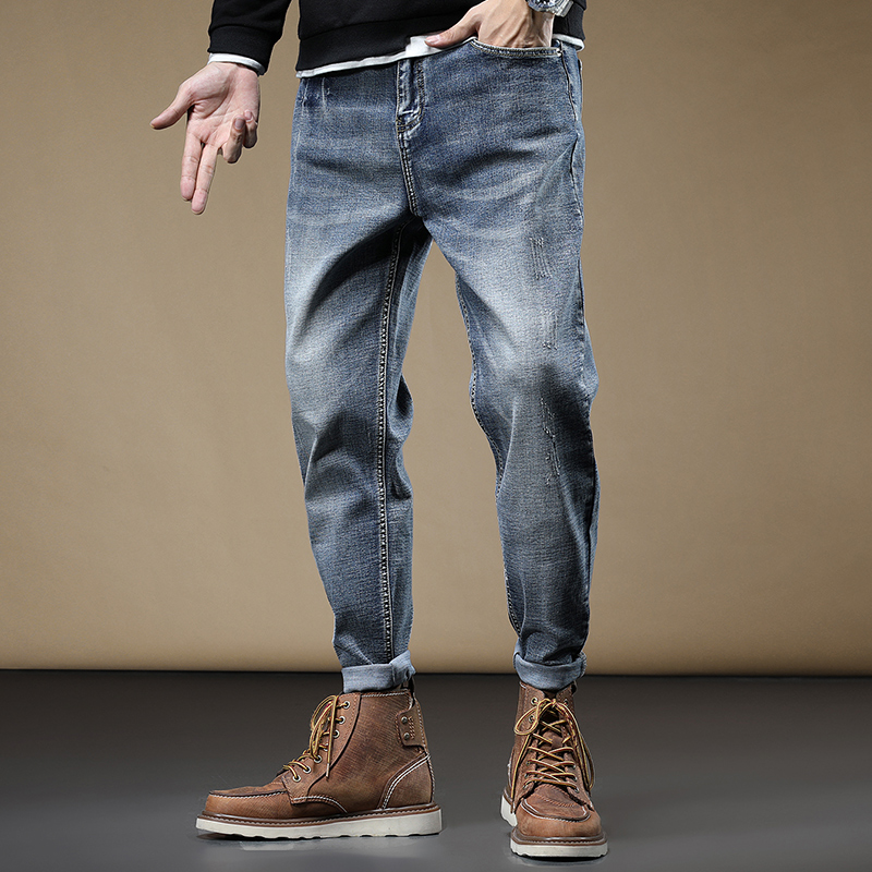 Spring Jeans Men Loose Straight Drum 2022 Long Pants Original Juku Blue Tide Card Casual Male Pants