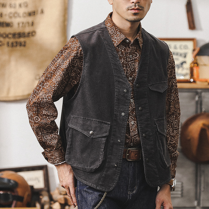American Retro Heavy Corduroy Vest Jacket for Men 2026 New Style Amekaji Sleeveless Workwear Photography Jacket American Retro Heavy Corduroy Vest Jacket for Men 2026 New Style Amekaji Sleeveless Workwear Photography Jacket
