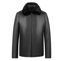 Shepherd imported New Zealand deer Pippa mens genuine leather Denmark Sapphire Cross Mink Fur Coat