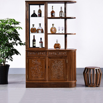 Chicken winged wood partition cabinet mahogany furniture wine cabinet Chinese solid wood living room porch cabinet double-sided hall cabinet Bo ancient shelf