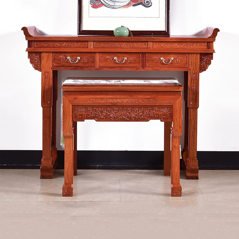 Myanmar Flowers Pear Furniture Innate Red Wood Countryside Hall House two sets for table solid wood Home Eight Immortals Table for table Shentai