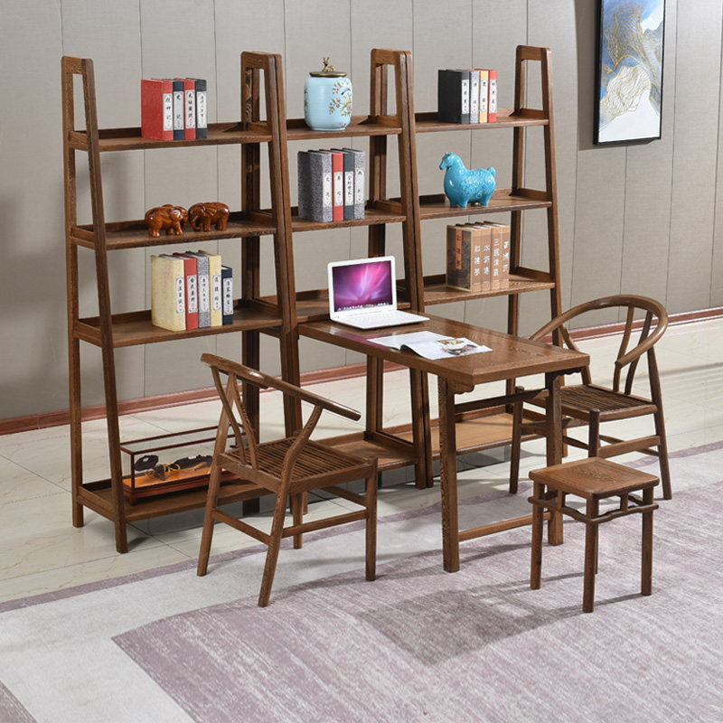 Red wood furniture Chicken Wings Wood Bookshelf Desk Desk Group Full House With Display Rack Display Stand Desk Casual Chair Subsuit