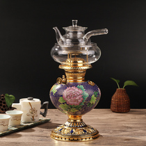 Cloisonne tea lamp kerosene lamp air lamp copper cooking tea stove fire water lamp retro kung fu tea set