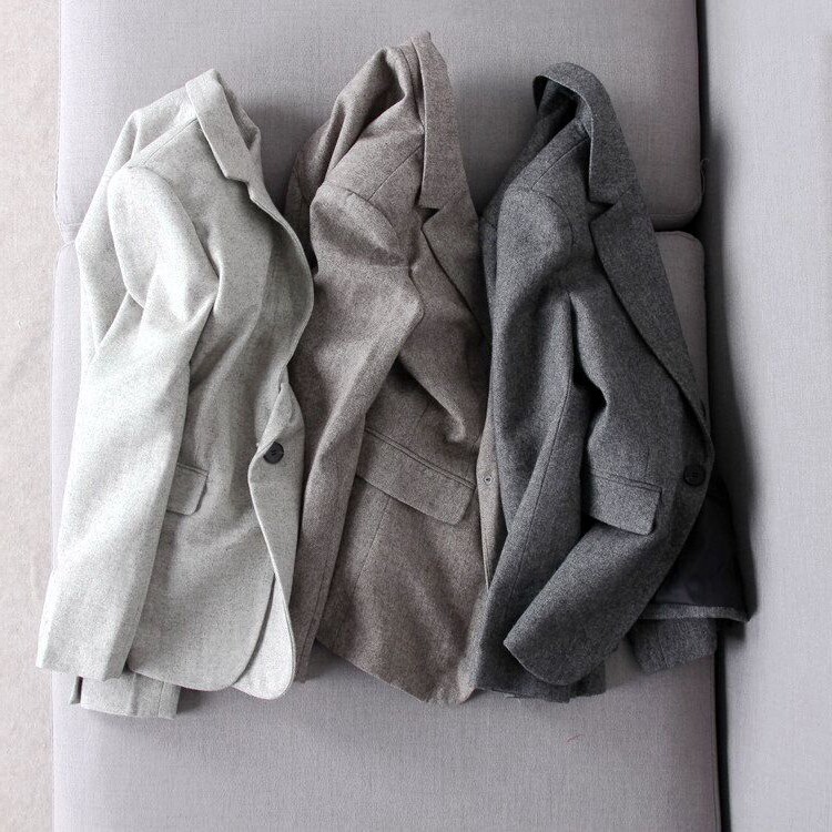 Suit jacket women's autumn and winter 2020 new slim slim retro herringbone wool a button wool suit